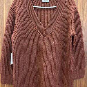Babaton V-Neck Sweater in Warm Brown